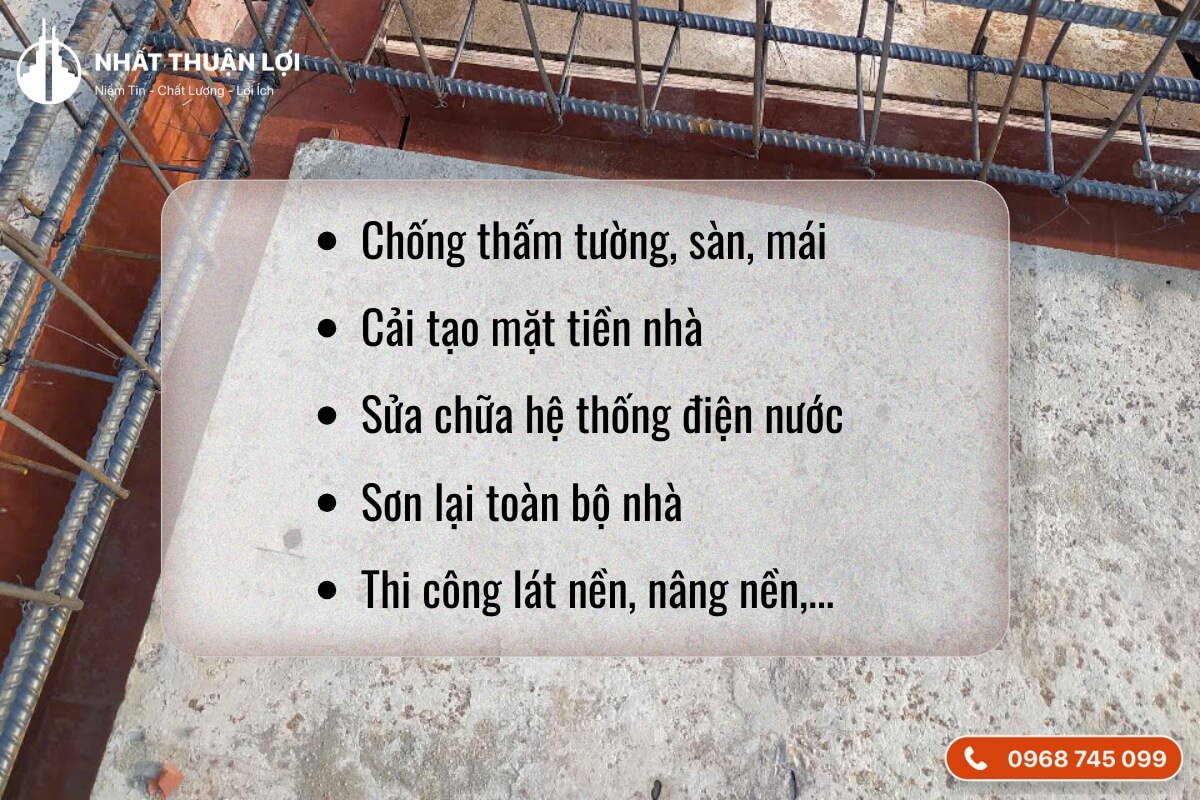 Các hạng mục sửa nhà trọn gói của Nhất Thuận Lợi