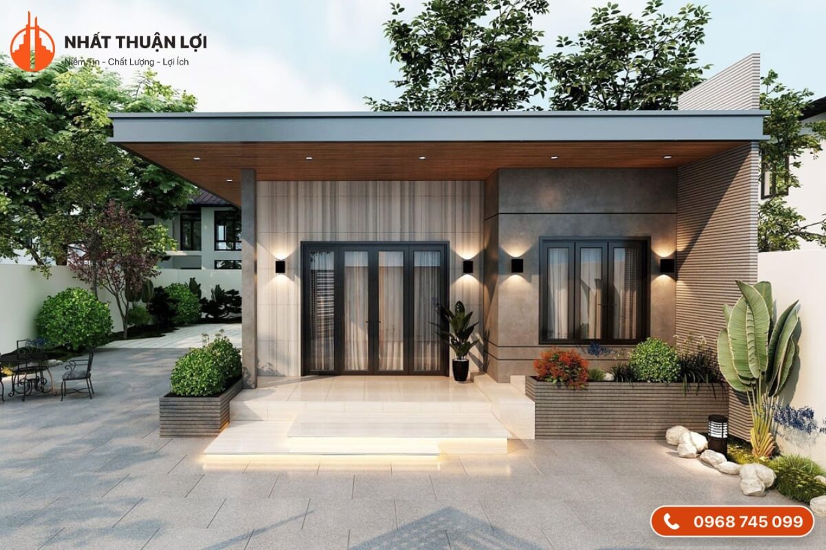 Mẫu nhà 1 tầng 100m2 mái bằng Mẫu nhà 1 tầng 100m2 mái bằng