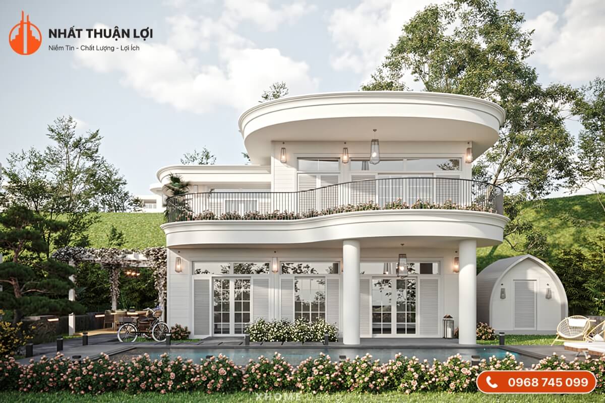 Mẫu nhà 2 tầng 100m2 tân cổ điển thanh lịch
