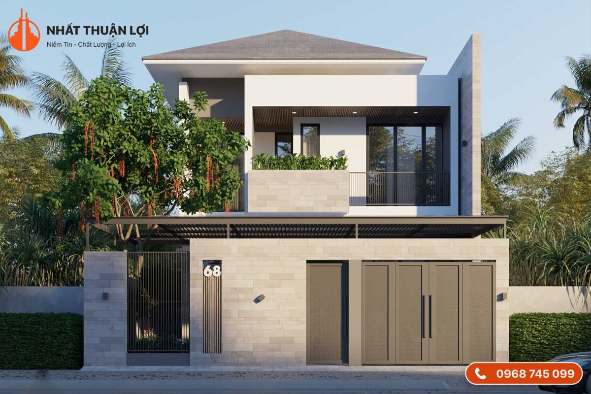 Mẫu nhà 2 tầng 4 phòng ngủ 80m2