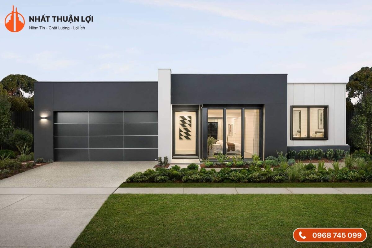 Mẫu nhà mái bằng 1 tầng 2 phòng ngủ 10x10m Mẫu nhà mái bằng 1 tầng 2 phòng ngủ 10x10m