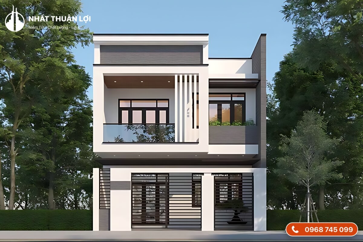 Mẫu nhà vuông 2 tầng 100m2 đẹp