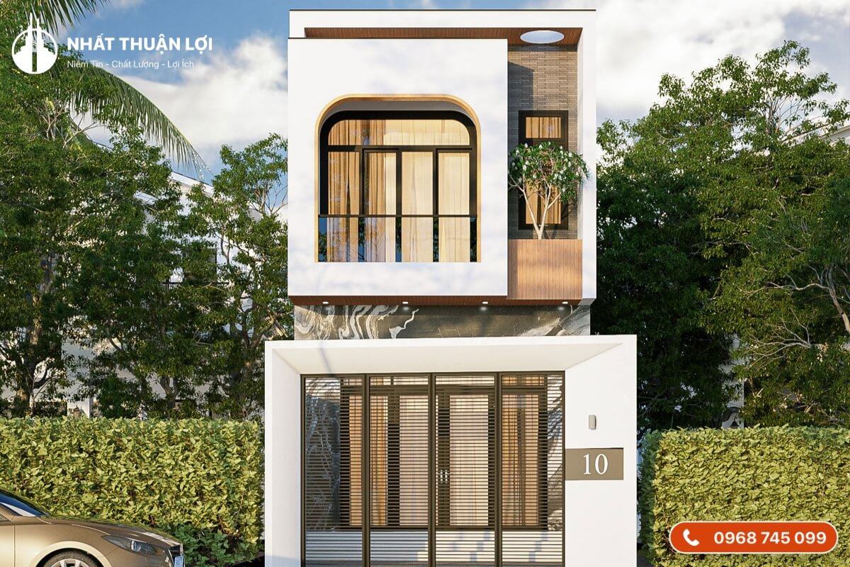 Mẫu thiết kế nhà 2 tầng 60m2 mái bằng Mẫu thiết kế nhà 2 tầng 60m2 mái bằng