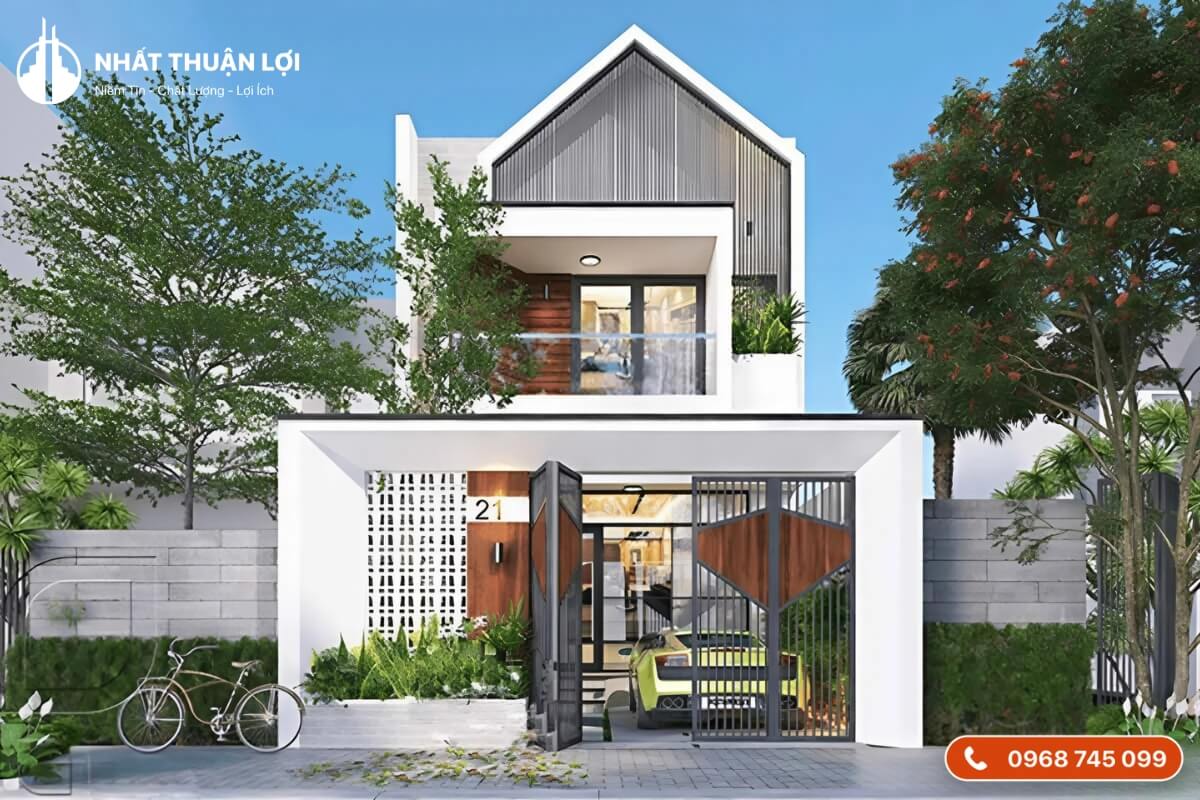 Mẫu thiết kế nhà 60m2 2 tầng mái Thái có Gara Mẫu thiết kế nhà 60m2 2 tầng mái Thái có Gara