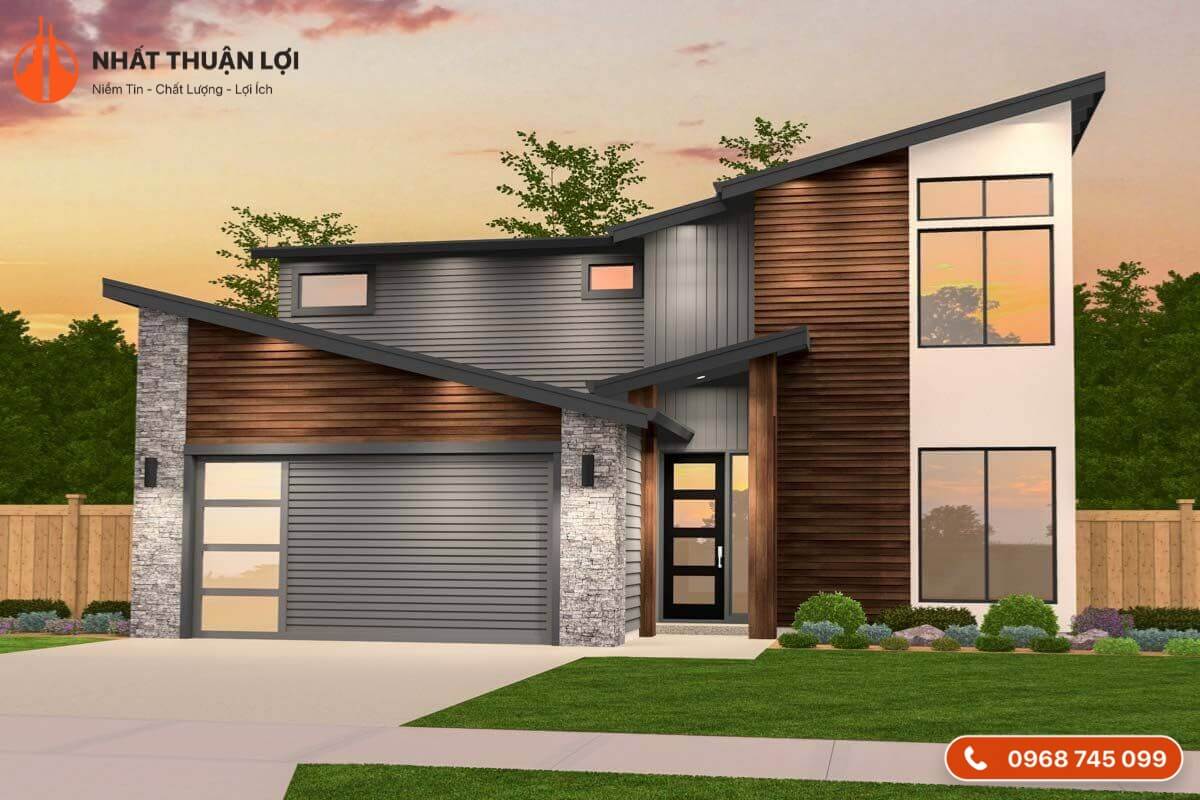 Nhà 1 trệt 1 lầu 5x15 mái lệch Nhà 1 trệt 1 lầu 5x15 mái lệch