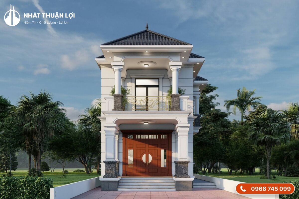 Mẫu nhà 2 tầng 60m2 kiểu truyền thống đơn giản Mẫu nhà 2 tầng 60m2 kiểu truyền thống đơn giản