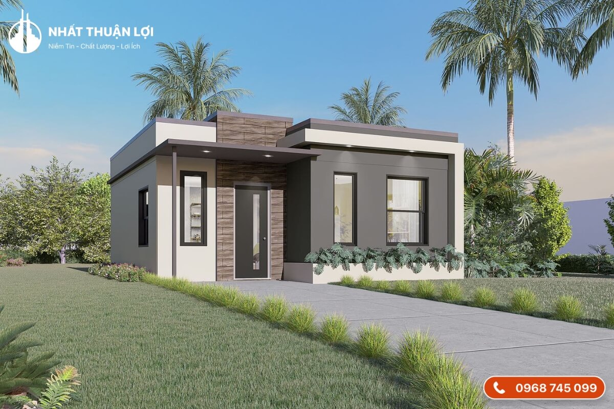 Nhà cấp 4 mái bằng 100m2 có sân vườn Nhà cấp 4 mái bằng 100m2 có sân vườn