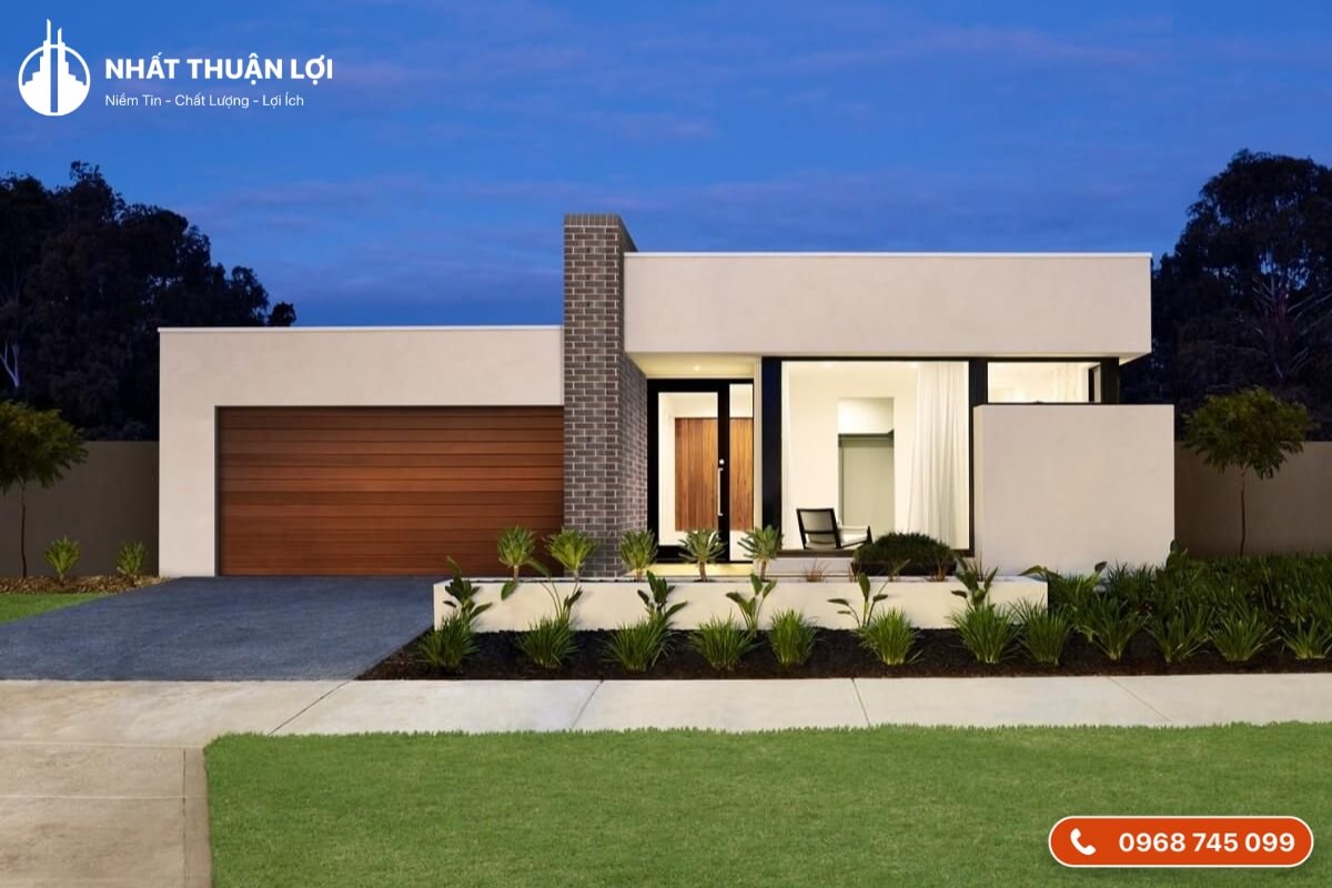 Nhà mái bằng 1 tầng 2 phòng ngủ 10x10m Nhà mái bằng 1 tầng 2 phòng ngủ 10x10m