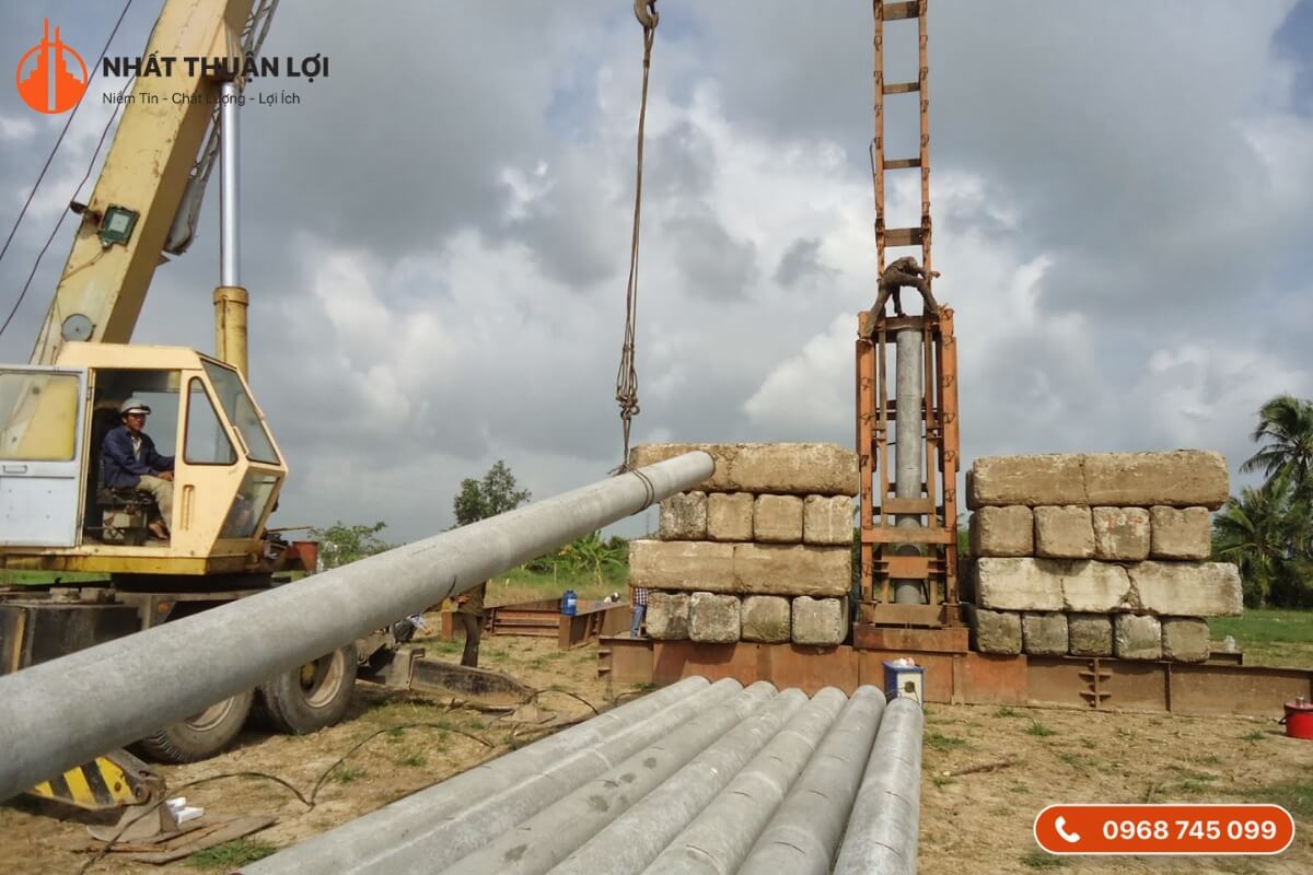 Thi công ép cọc thử Thi công ép cọc thử