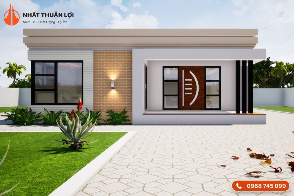 Thiết kế nhà 1 tầng 100m2 mái bằng Thiết kế nhà 1 tầng 100m2 mái bằng