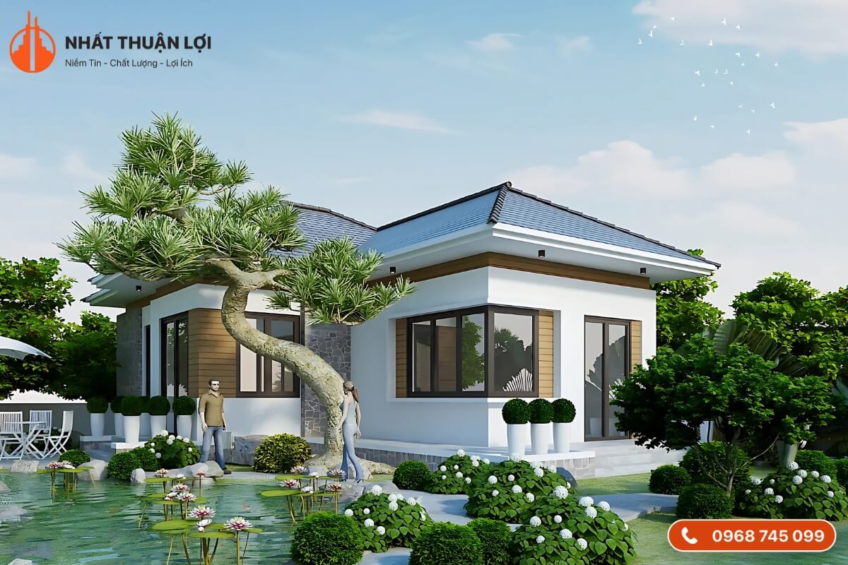 Biệt thự nhà vườn cấp 4 mái Thái Biệt thự nhà vườn cấp 4 mái Thái