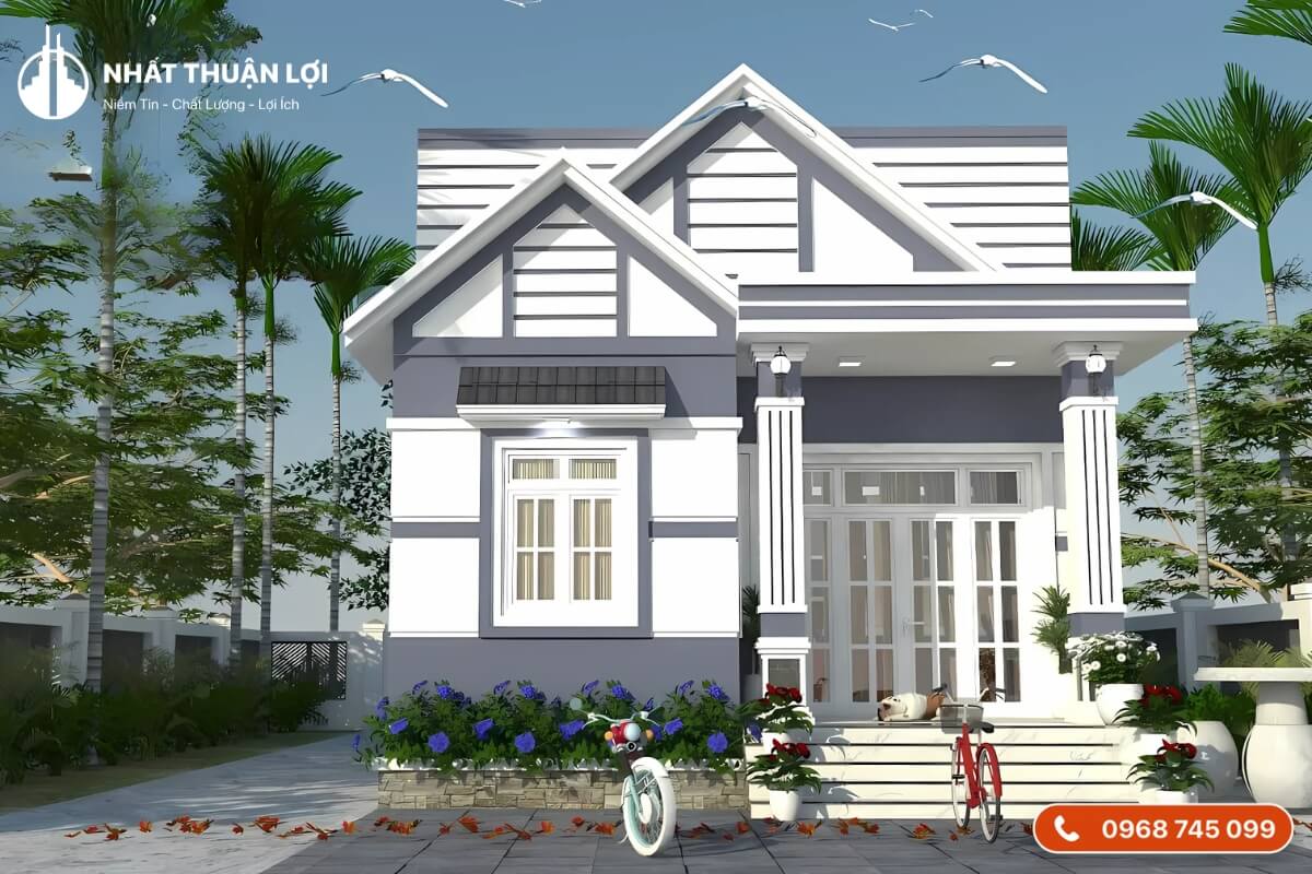 Mẫu nhà cấp 4 giả mái Thái Mẫu nhà cấp 4 giả mái Thái