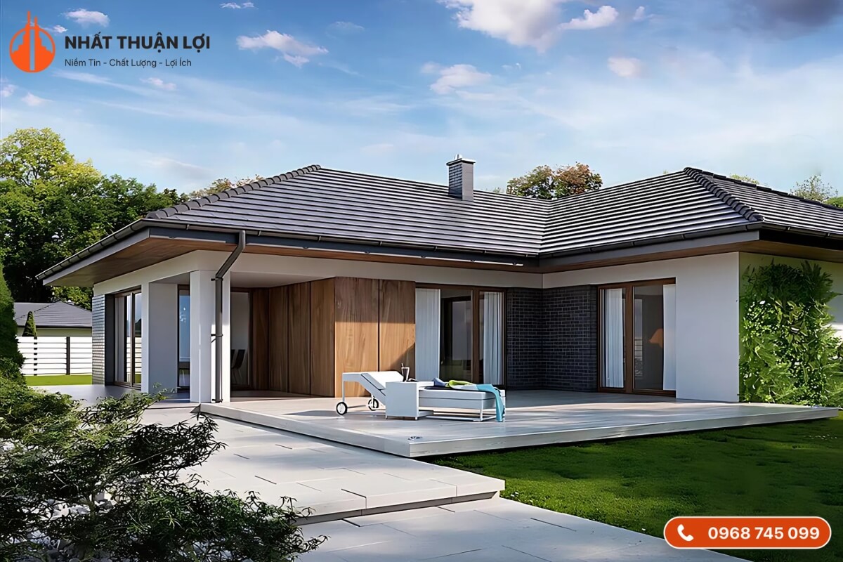 Mẫu nhà cấp 4 mái Thái thiết kế chữ L Mẫu nhà cấp 4 mái Thái thiết kế chữ L