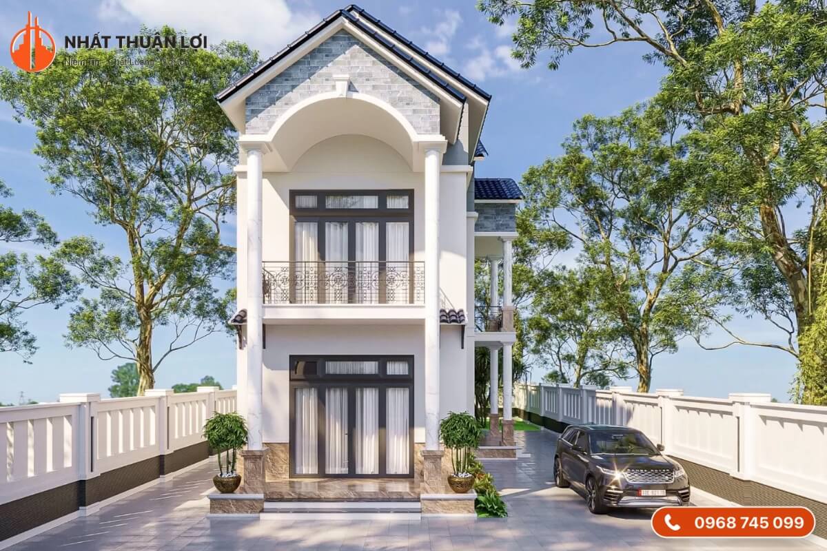 Biệt thự mini kiểu truyền thống với mái ngói Biệt thự mini kiểu truyền thống với mái ngói