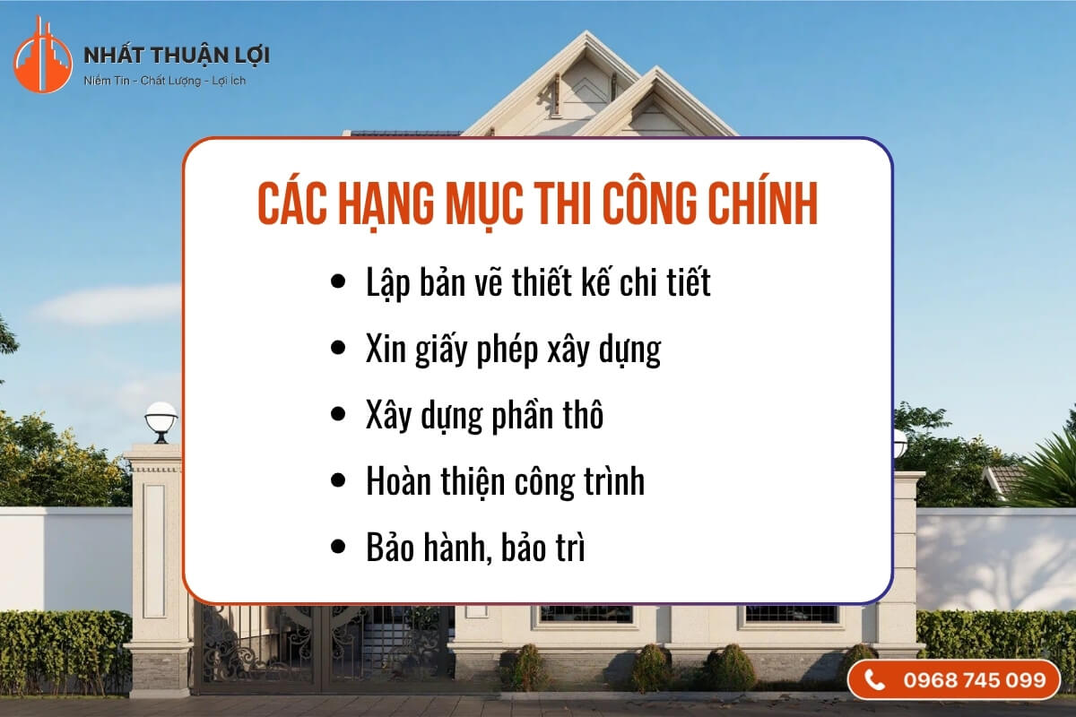 Các hạng mục thi công nhà quận 9 Các hạng mục thi công nhà quận 9
