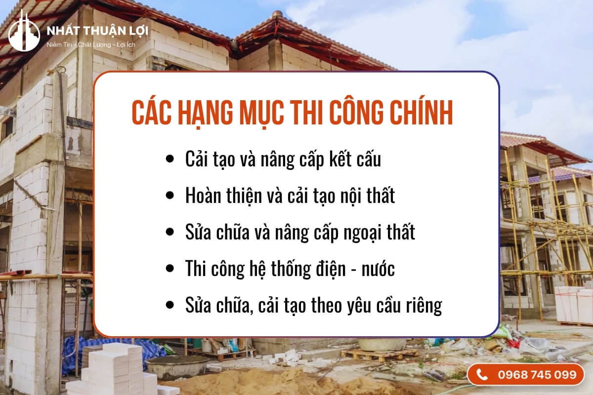 Hạng mục thi công sửa nhà quận 1 Hạng mục thi công sửa nhà quận 1