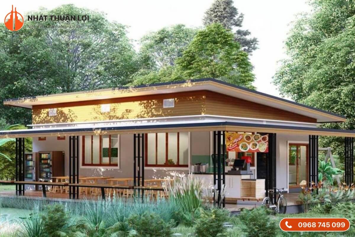Mẫu nhà khung thép cấp 4 mái tôn Mẫu nhà khung thép cấp 4 mái tôn