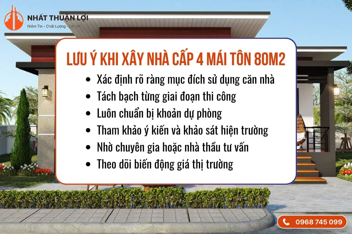 Cách tiết kiệm chi phí xây nhà cấp 4 mái tôn 80m2