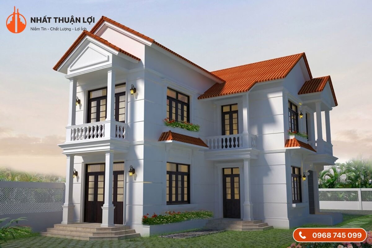 Mẫu nhà chữ L 2 tầng 600 triệu