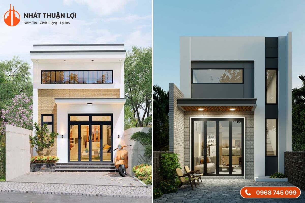 Mẫu nhà gác lửng 3 phòng ngủ 5x20m Mẫu nhà gác lửng 3 phòng ngủ 5x20m