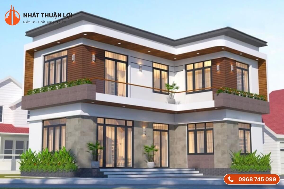 Mẫu nhà mái bằng 2 tầng 600 triệu