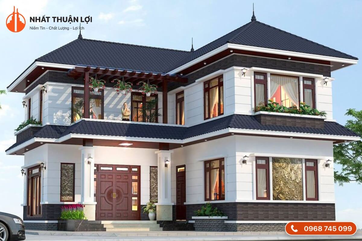 Mẫu nhà mái Thái 2 tầng 600 triệu