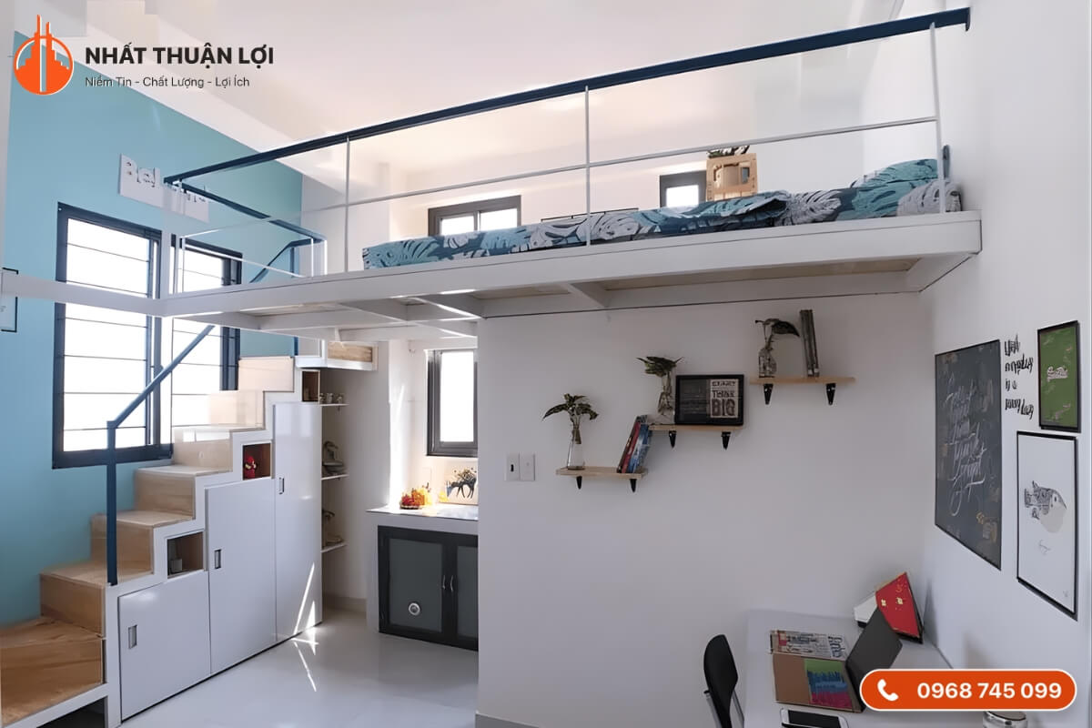 Mẫu phòng trọ có gác lửng rộng rãi
