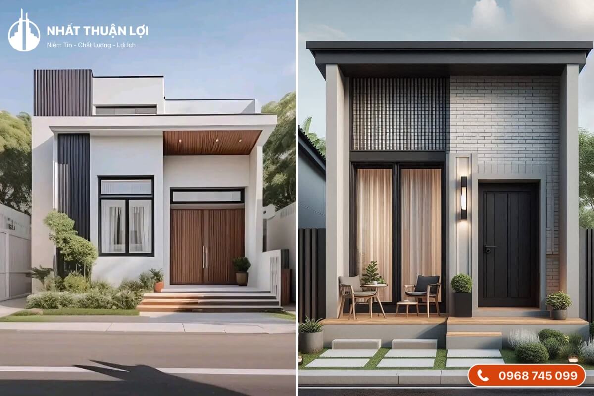 Nhà gác lửng 3 phòng ngủ mái bằng hiện đại Nhà gác lửng 3 phòng ngủ mái bằng hiện đại