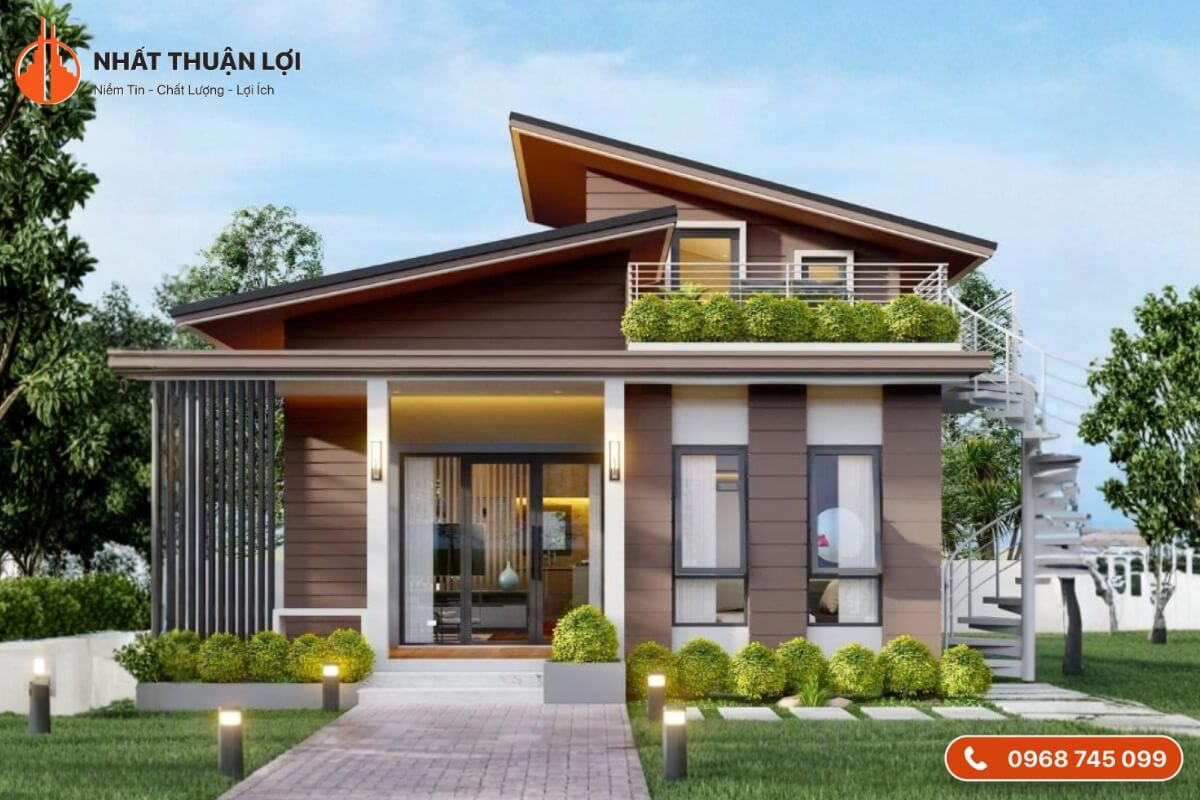 Thiết kế mái lệch độc đáo tạo điểm nhấn mạnh mẽ Thiết kế mái lệch độc đáo tạo điểm nhấn mạnh mẽ