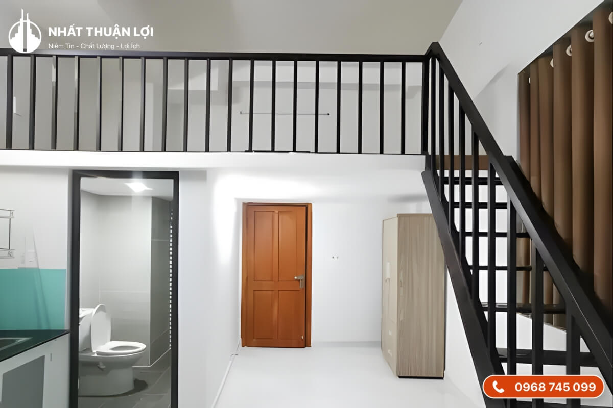 Thiết kế nhà trọ gác lửng kết hợp lan can thép