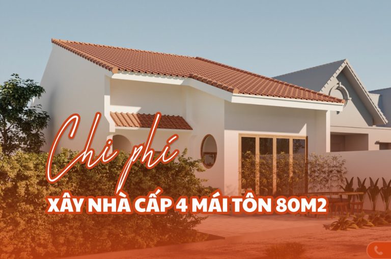 Xây nhà cấp 4 mái tôn 80m2
