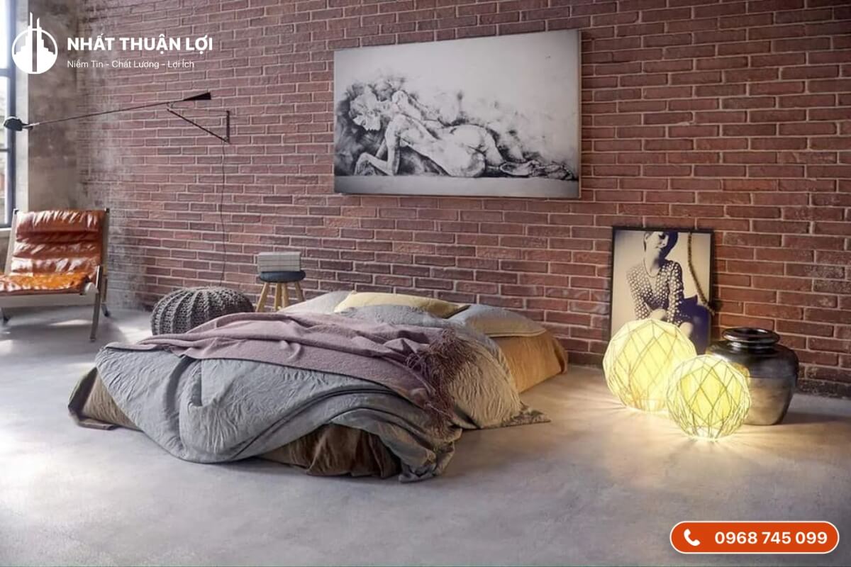 Mẫu nhà gạch mộc ở phòng ngủ