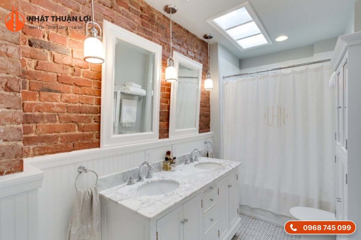 Mẫu nhà gạch mộc ở phòng tắm