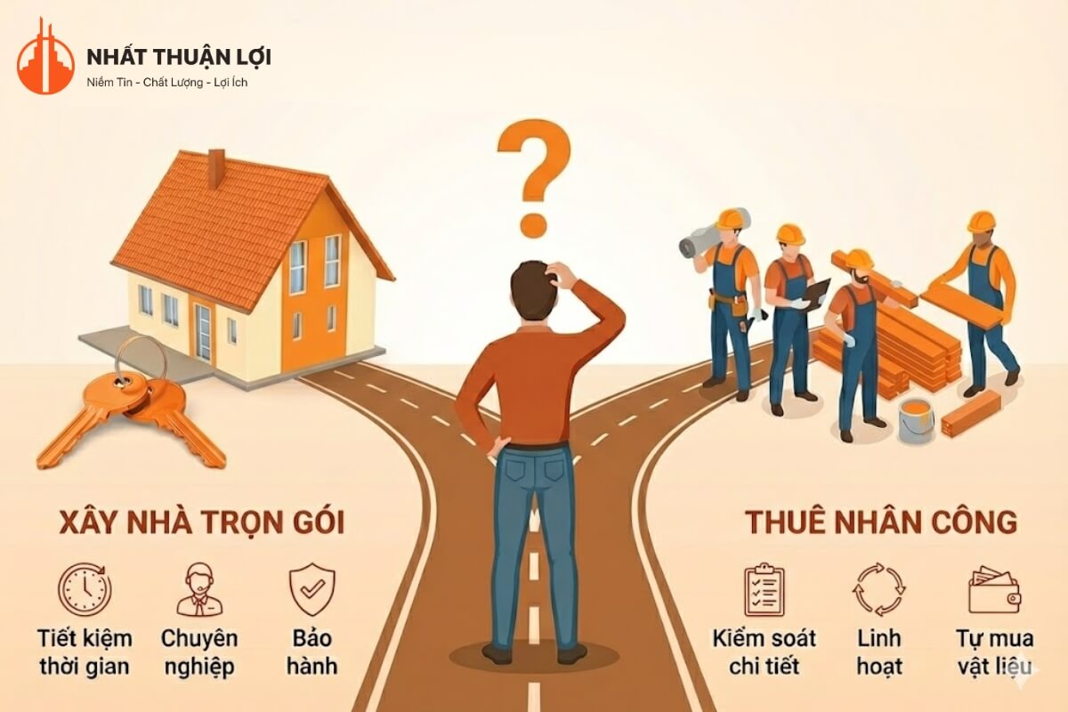 Nên xây nhà trọn gói hay thuê nhân công