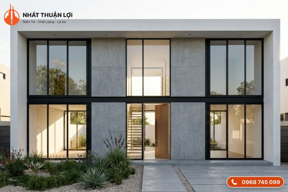 Nhà 2 tầng 300 triệu kiểu mái bằng