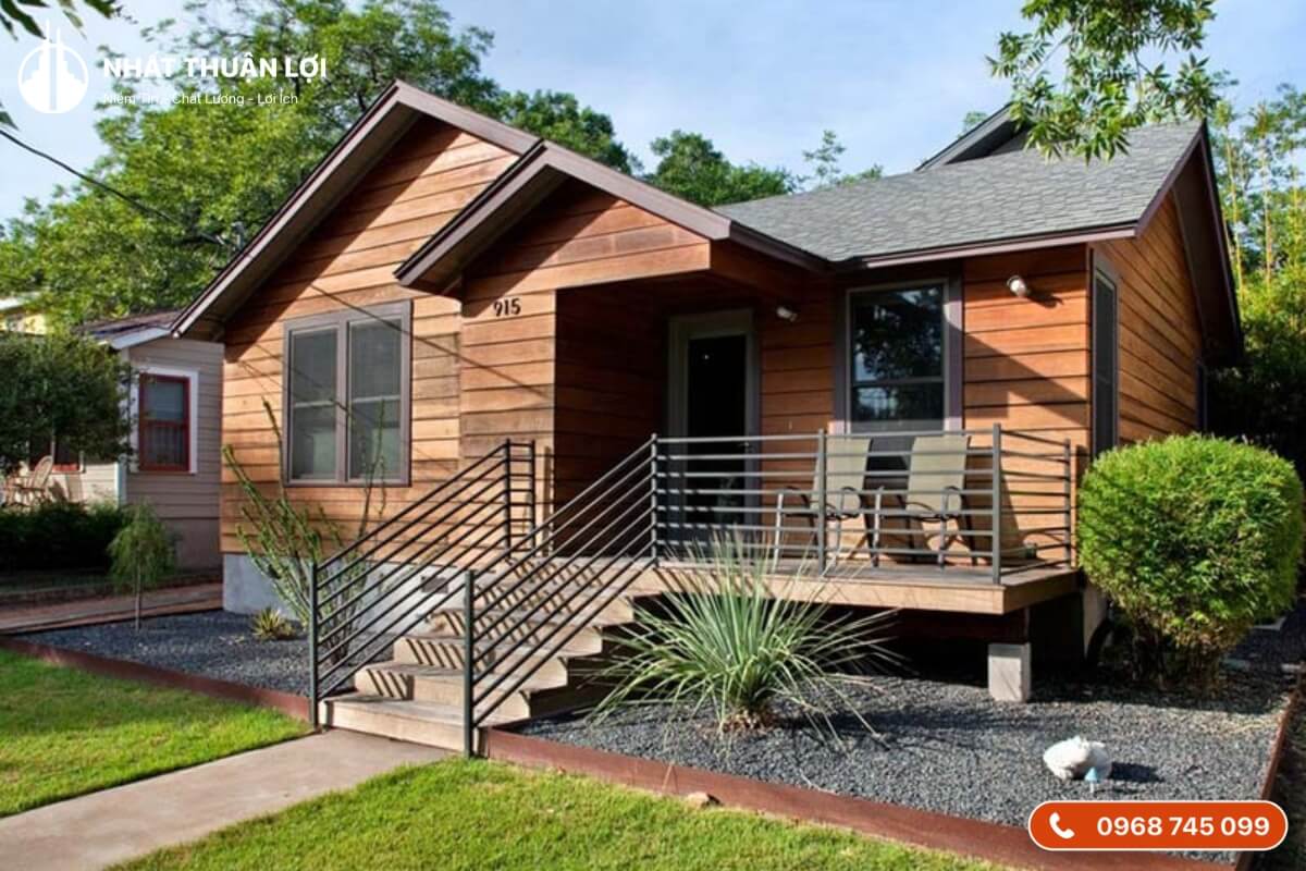 Nhà nghỉ dưỡng sân vườn kiến trúc nhà gỗ