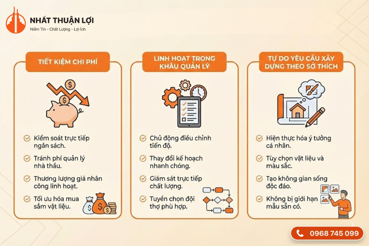 Ưu điểm tự thuê nhân công xây dựng